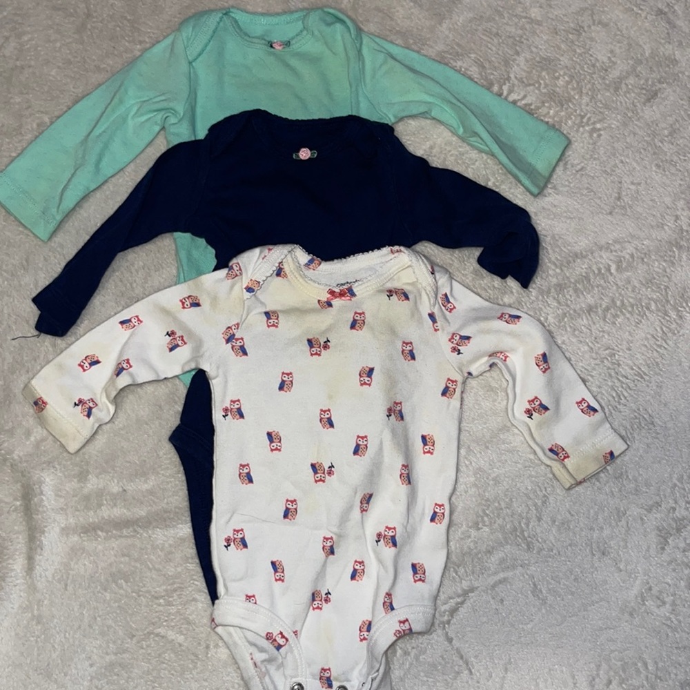 Set of three long sleeve onesies size 3 months